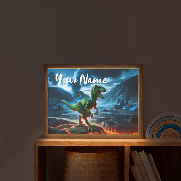 Dino - Lava - Groen - Jongens Light Box met batterij (Wandlamp kind) middel -sfeer1_kind