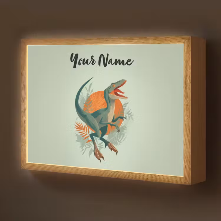Dino - Bladeren - Grafisch - Groen Light Box met batterij (Wandlamp kind) middel -z3d_website