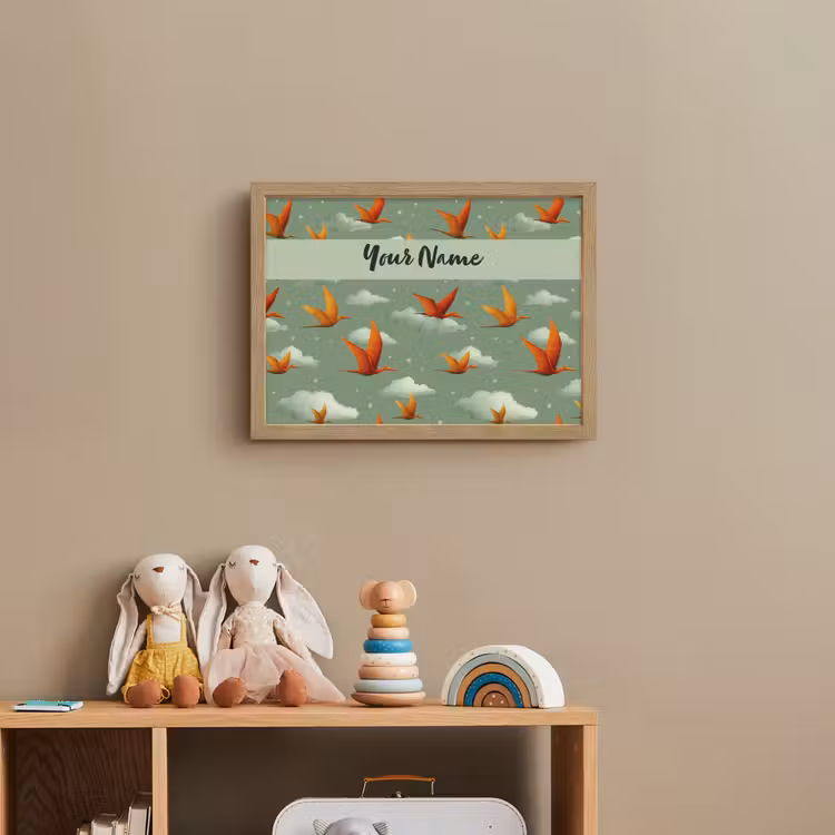 Dino - Oranje - Patroon - Wolken Light Box met batterij (Wandlamp kind) middel -sfeer2_kind