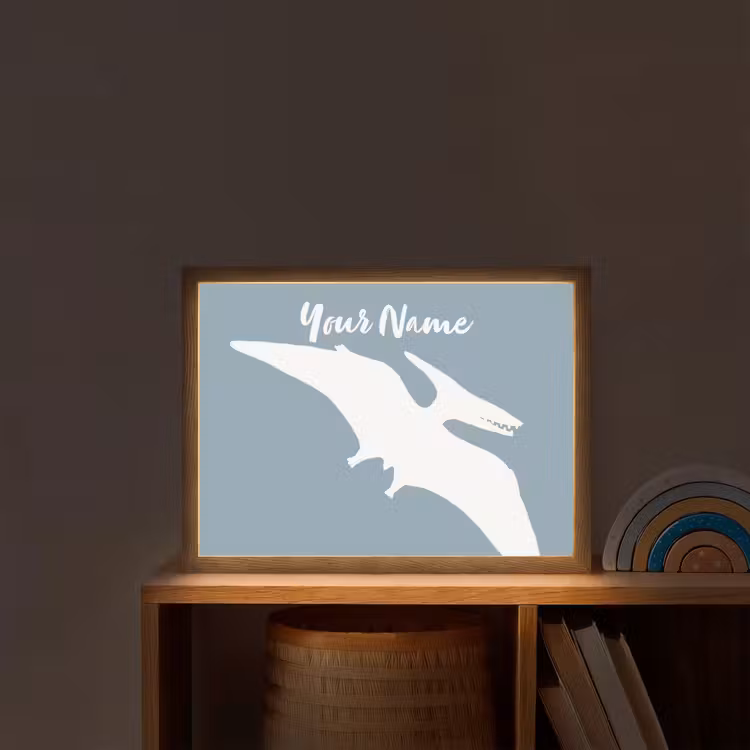 Dino - Pteranodon - Dinosaurus - Blauw Light Box met batterij (Wandlamp kind) middel -sfeer1_kind