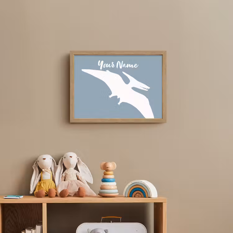 Dino - Pteranodon - Dinosaurus - Blauw Light Box met batterij (Wandlamp kind) middel -sfeer2_kind