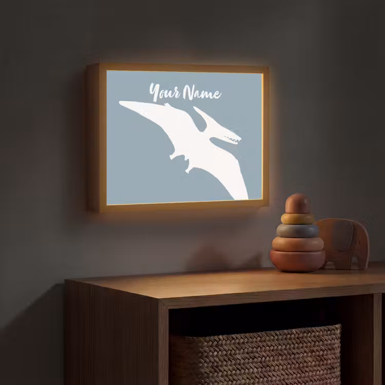 Dino - Pteranodon - Dinosaurus - Blauw Light Box met batterij (Wandlamp kind) middel -sfeer5_kind