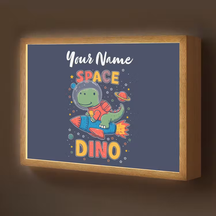 Dino - Raket - Kleurrijk Light Box met batterij (Wandlamp kind) middel -z3d_website