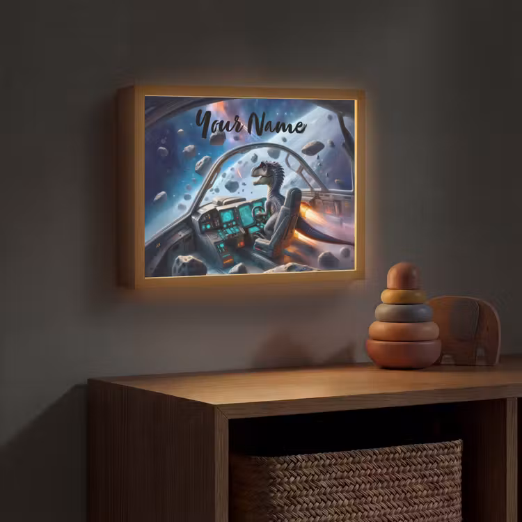 Dino - Ruimte - Jongens Light Box met batterij (Wandlamp kind) middel -sfeer5_kind