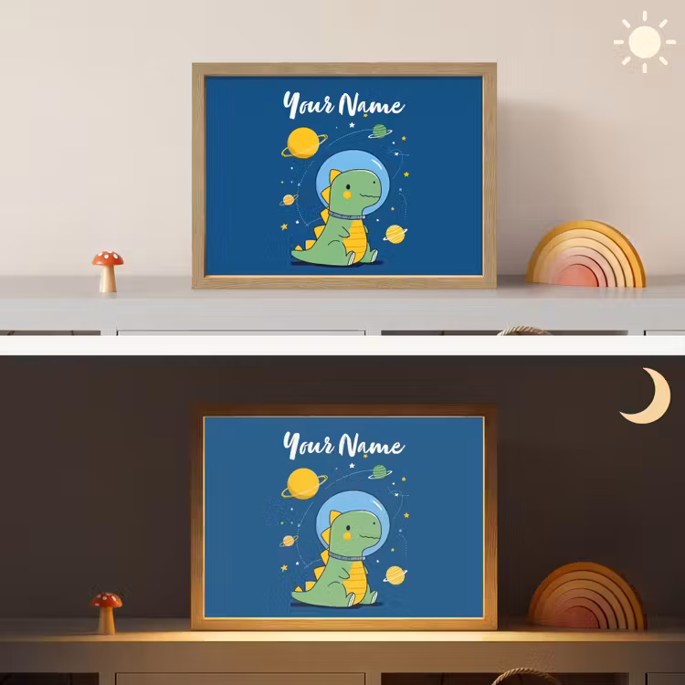 Dino - Ruimte - Planeten Light Box met batterij (Wandlamp kind) middel -sfeer3_kind