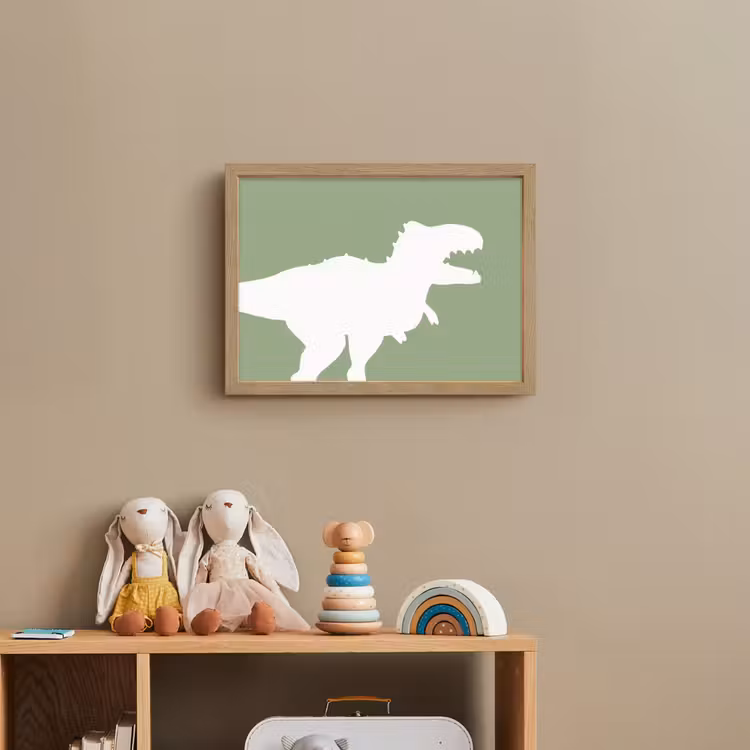 Dino - T-rex - Dinosaurus - Groen - Tyrannosaurus rex Light Box met batterij (Wandlamp kind) middel -sfeer2_kind