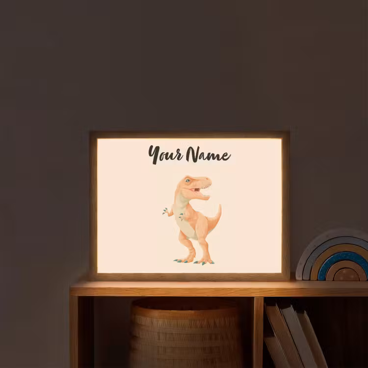 Dino - T-Rex - Oranje Light Box met batterij (Wandlamp kind) middel -sfeer1_kind