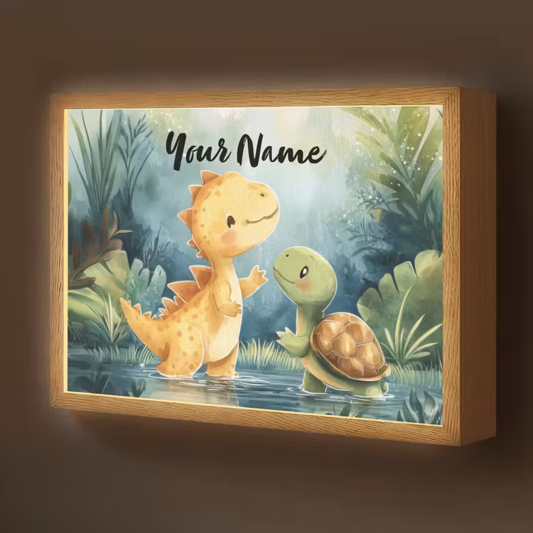 Dino - Schildpad - Jungle Light Box met batterij (Wandlamp kind) middel -z3d_website
