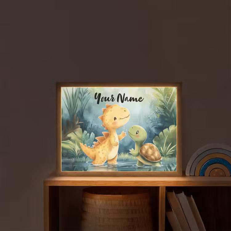 Dino - Schildpad - Jungle Light Box met batterij (Wandlamp kind) middel -sfeer1_kind