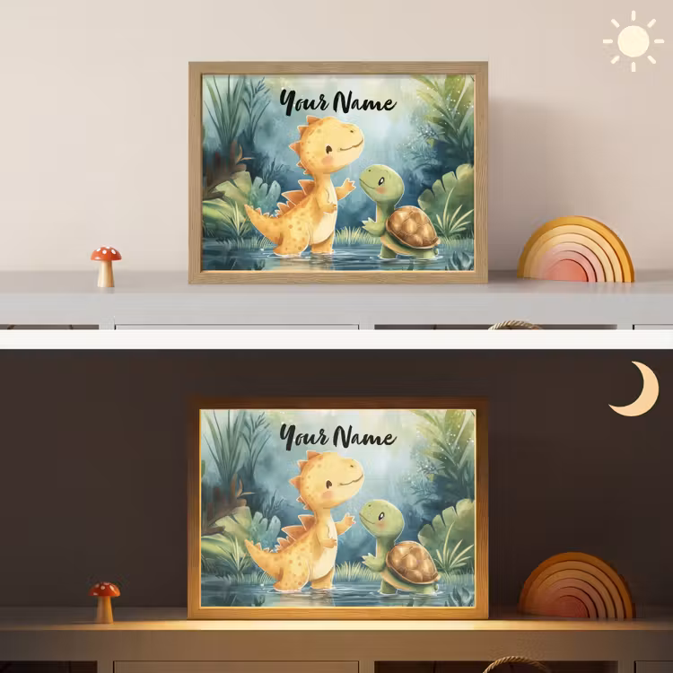 Dino - Schildpad - Jungle Light Box met batterij (Wandlamp kind) middel -sfeer3_kind