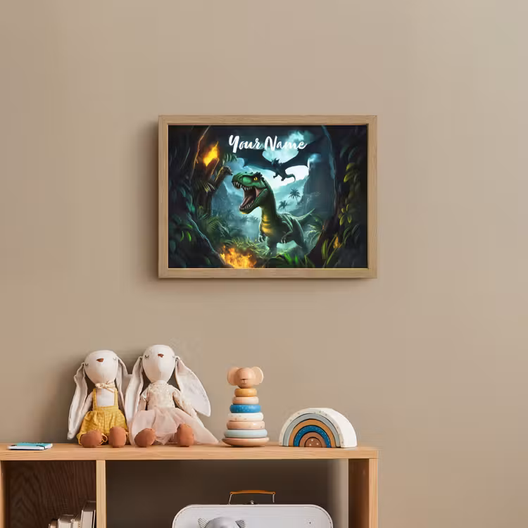 Dinosaurus - Draak - Jungle - Groen Light Box met batterij (Wandlamp kind) middel -sfeer2_kind