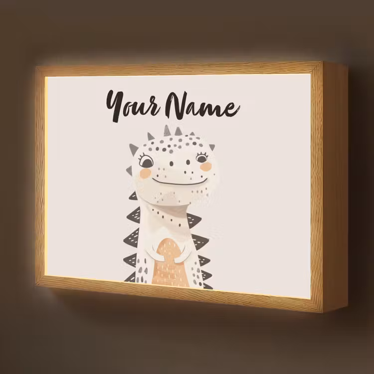 Dinosaurus - Pastel kleuren Light Box met batterij (Wandlamp kind) middel -z3d_website