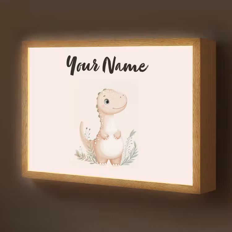 Dinosaurus - Pastel - Bladeren Light Box met batterij (Wandlamp kind) middel -z3d_website