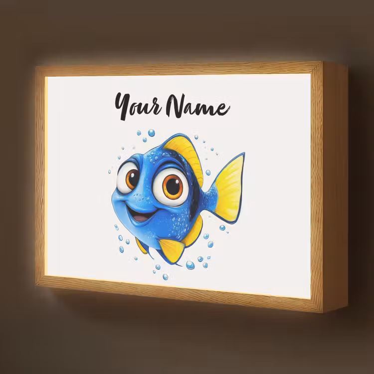 Doktersvis - Blauw - Vis - Spetters Light Box met batterij (Wandlamp kind) middel -z3d_website