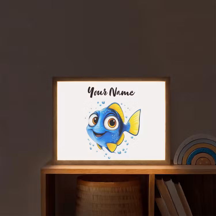 Doktersvis - Blauw - Vis - Spetters Light Box met batterij (Wandlamp kind) middel -sfeer1_kind
