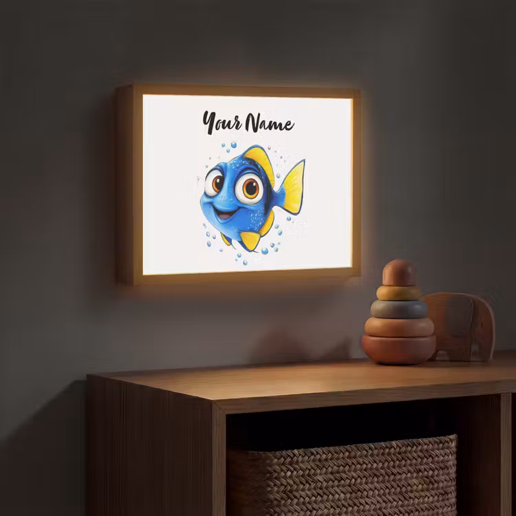 Doktersvis - Blauw - Vis - Spetters Light Box met batterij (Wandlamp kind) middel -sfeer5_kind