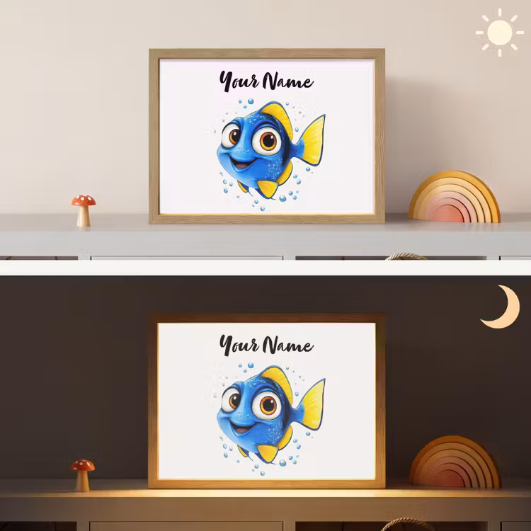 Doktersvis - Blauw - Vis - Spetters Light Box met batterij (Wandlamp kind) middel -sfeer3_kind