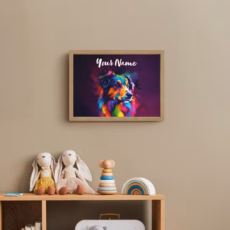 Hond - Kleurrijk - Dier - Dierenhoofd Light Box met batterij (Wandlamp kind) middel -sfeer2_kind