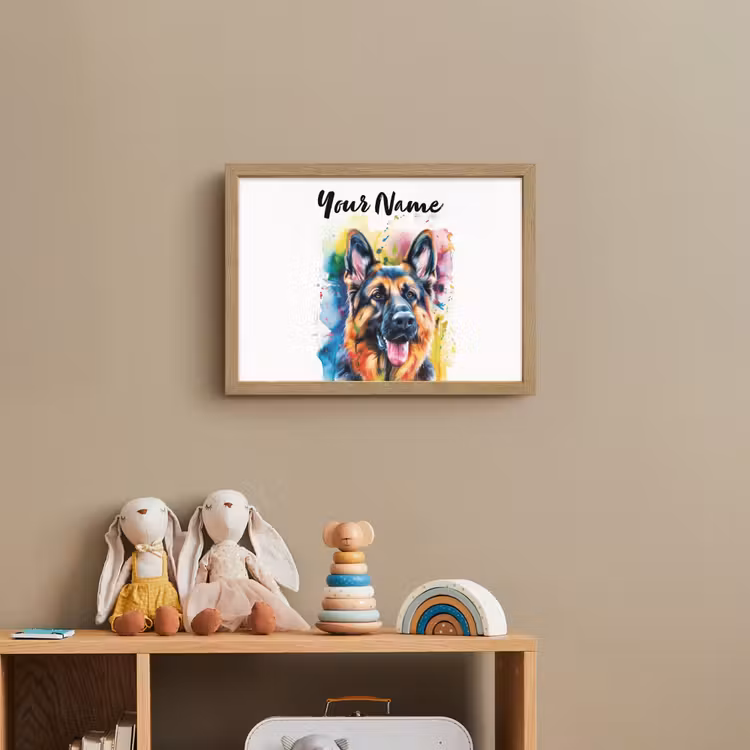 Hond - Verf - Dieren - Kleurrijk - Duitse Herder Light Box met batterij (Wandlamp kind) middel -sfeer2_kind
