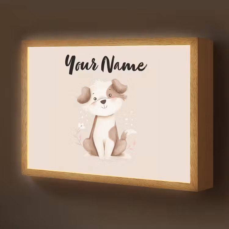 Hond - Gevlekt - Bruin Light Box met batterij (Wandlamp kind) middel -z3d_website