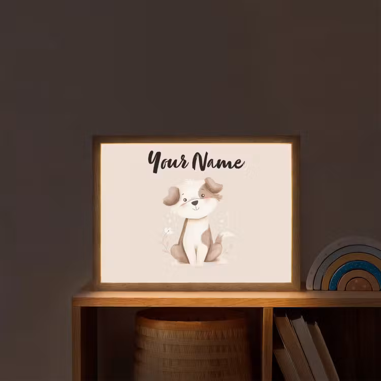 Hond - Gevlekt - Bruin Light Box met batterij (Wandlamp kind) middel -sfeer1_kind