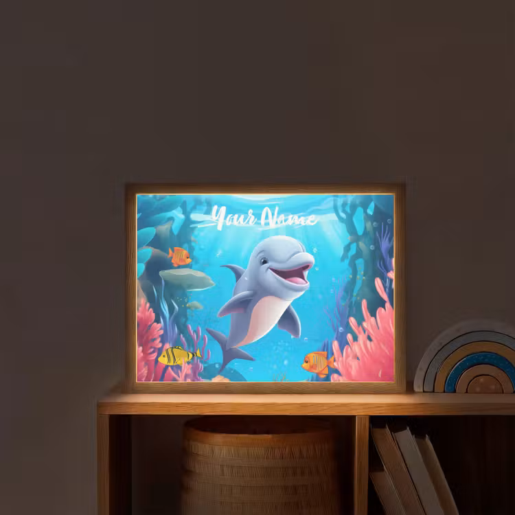Dolfijn - Zeedieren - Onderwater - Kinderen - Meisjes Light Box met batterij (Wandlamp kind) middel -sfeer1_kind