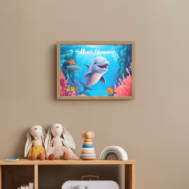 Dolfijn - Zeedieren - Onderwater - Kinderen - Meisjes Light Box met batterij (Wandlamp kind) middel -sfeer2_kind