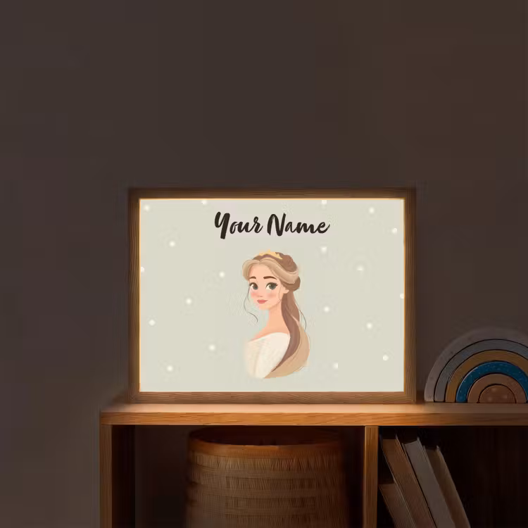 Stippen - Prinses - Kroon - Haar Light Box met batterij (Wandlamp kind) middel -sfeer1_kind