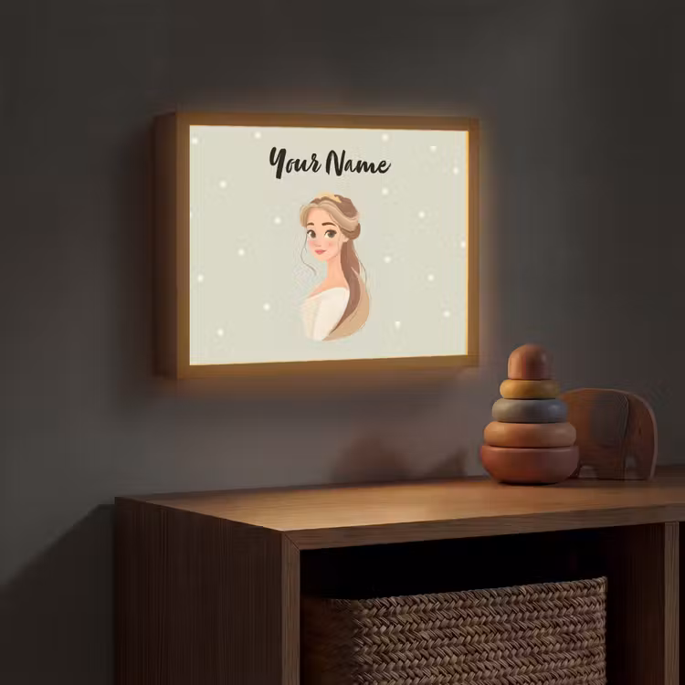 Stippen - Prinses - Kroon - Haar Light Box met batterij (Wandlamp kind) middel -sfeer5_kind