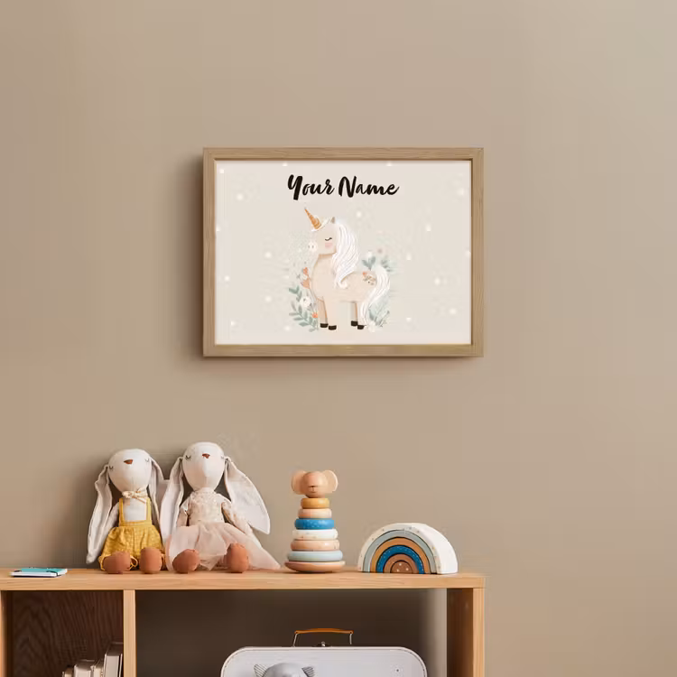 Stippen - Eenhoorn - Minimalistisch - Bloemen Light Box met batterij (Wandlamp kind) middel -sfeer2_kind