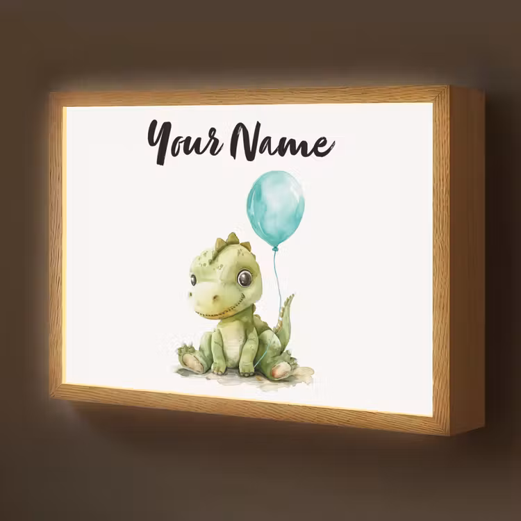 Draak - Baby dier - Blauwe ballon Light Box met batterij (Wandlamp kind) middel -z3d_website