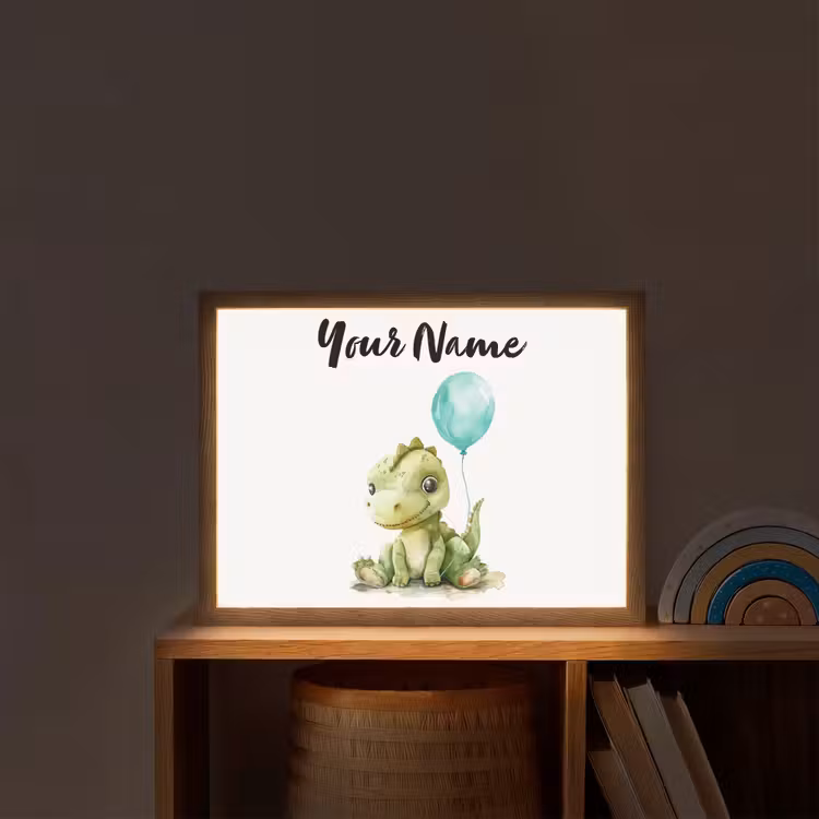Draak - Baby dier - Blauwe ballon Light Box met batterij (Wandlamp kind) middel -sfeer1_kind