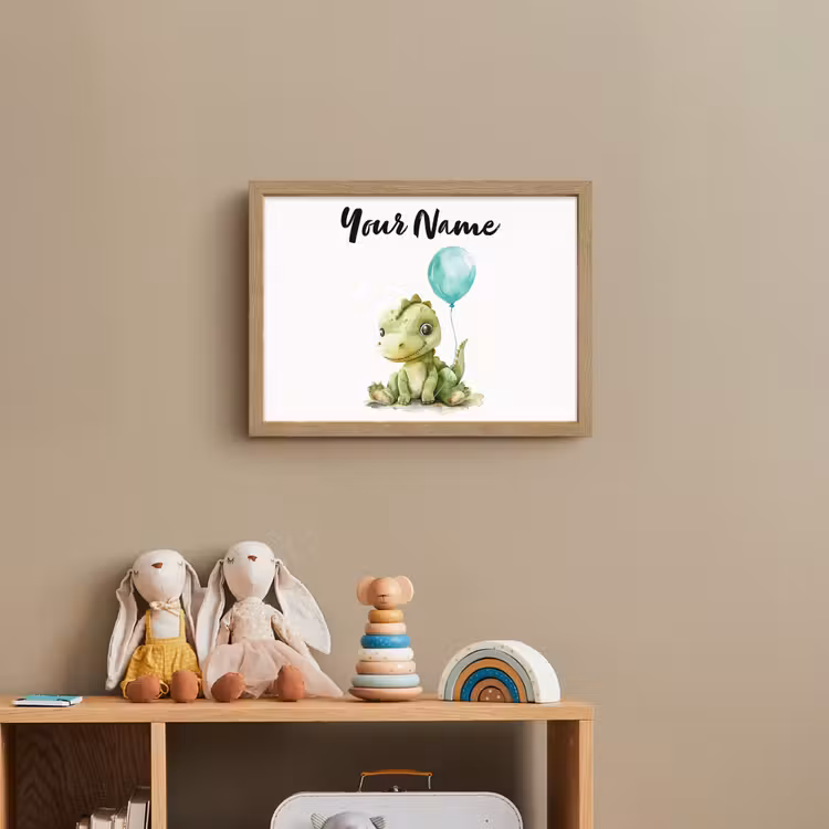 Draak - Baby dier - Blauwe ballon Light Box met batterij (Wandlamp kind) middel -sfeer2_kind