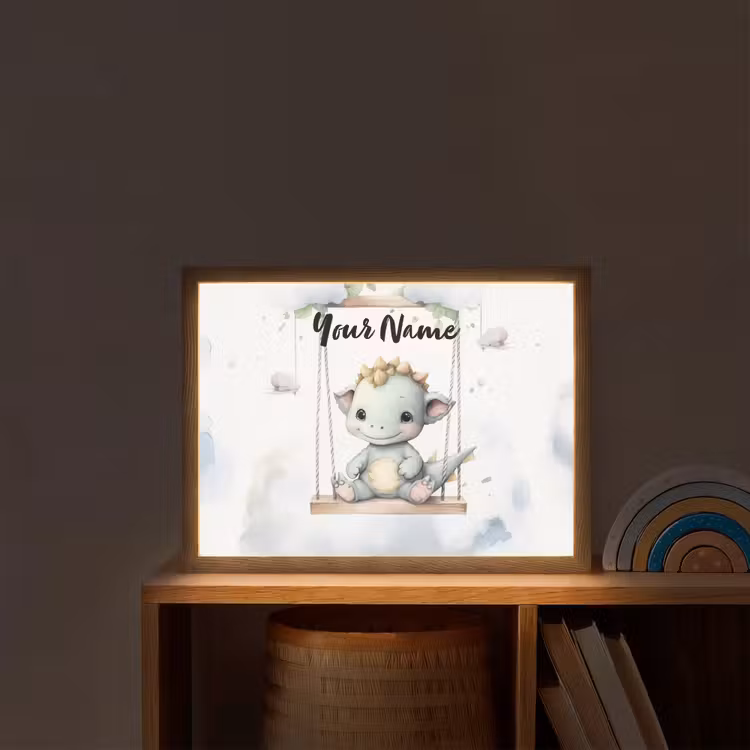 Draak - Baby dier - Kinderen Light Box met batterij (Wandlamp kind) middel -sfeer1_kind