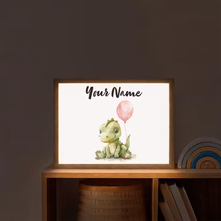 Draak - Baby dier - Roze ballon Light Box met batterij (Wandlamp kind) middel -sfeer1_kind