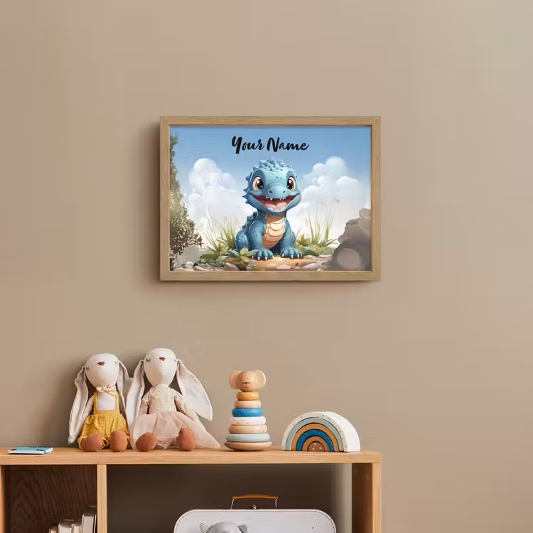 Draak - Blauw - Jongens - Kinderen Light Box met batterij (Wandlamp kind) middel -sfeer2_kind