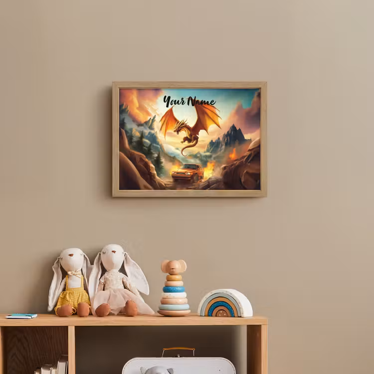 Draak - Auto - Bergen - Vuur Light Box met batterij (Wandlamp kind) middel -sfeer2_kind