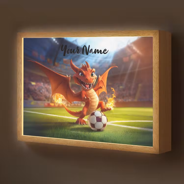 Draak - Voetbal - Vuur - Stadion Light Box met batterij (Wandlamp kind) middel -z3d_website