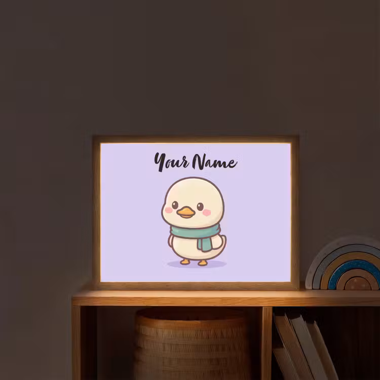 Eend - Paars - Sjaal Light Box met batterij (Wandlamp kind) middel -sfeer1_kind