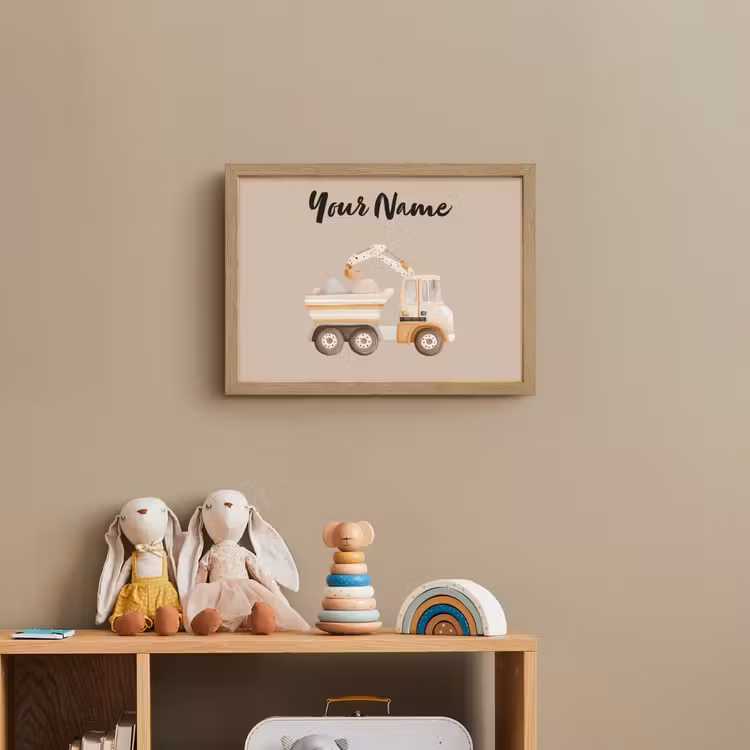 Kiepwagen - Auto - Beige - Stenen Light Box met batterij (Wandlamp kind) middel -sfeer2_kind