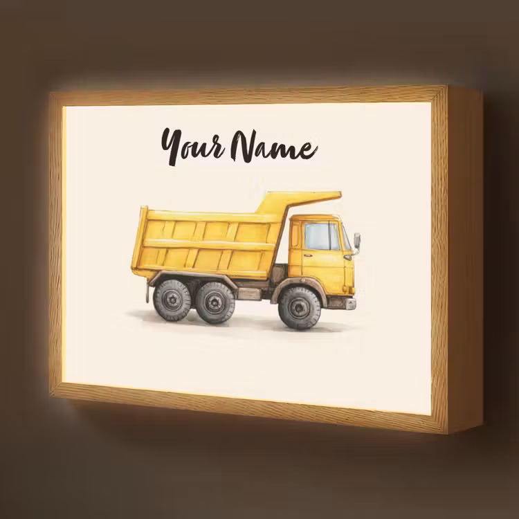 Kiepwagen - Getekend - Geel Light Box met batterij (Wandlamp kind) middel -z3d_website