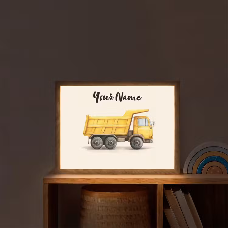 Kiepwagen - Getekend - Geel Light Box met batterij (Wandlamp kind) middel -sfeer1_kind