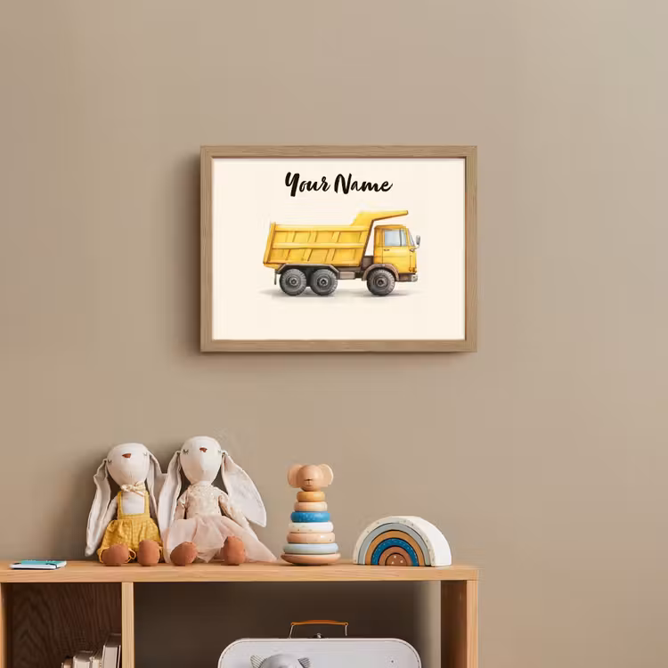 Kiepwagen - Getekend - Geel Light Box met batterij (Wandlamp kind) middel -sfeer2_kind