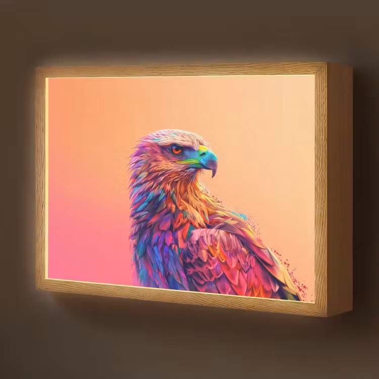 Arend - Vogel - Kleurrijk - Dier Light Box met batterij (Wandlamp kind) middel -z3d_website