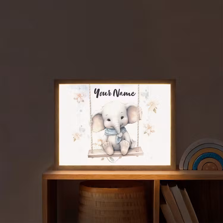 Olifant - Dier - Kinderen Light Box met batterij (Wandlamp kind) middel -sfeer1_kind