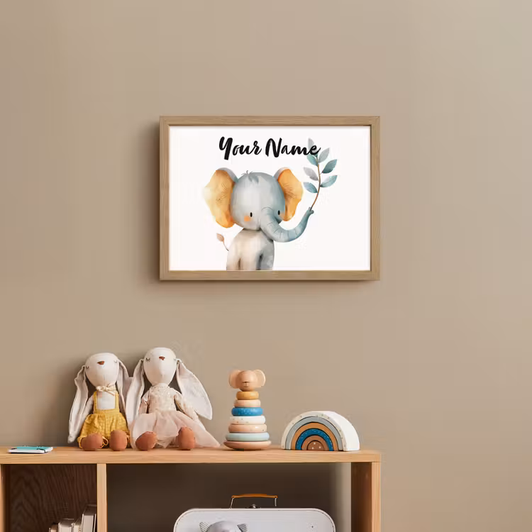 Olifant - Dier - Pastel kleuren Light Box met batterij (Wandlamp kind) middel -sfeer2_kind