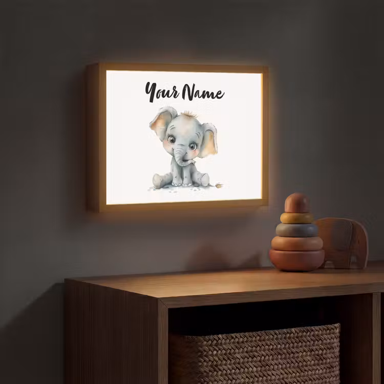 Olifant - Baby dier Light Box met batterij (Wandlamp kind) middel -sfeer5_kind