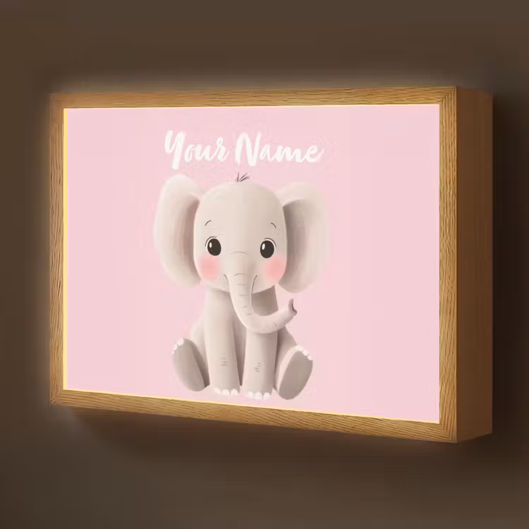 Olifant - Baby - Roze - Cartoon Light Box met batterij (Wandlamp kind) middel -z3d_website