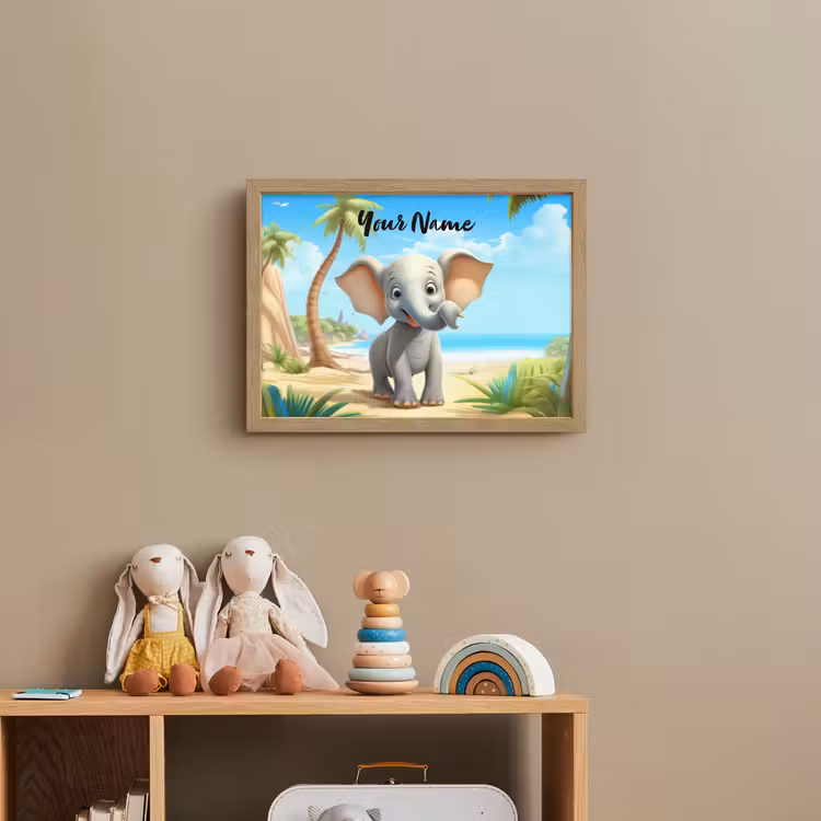 Olifant - Strand - Dieren - Meisjes - Kind Light Box met batterij (Wandlamp kind) middel -sfeer2_kind