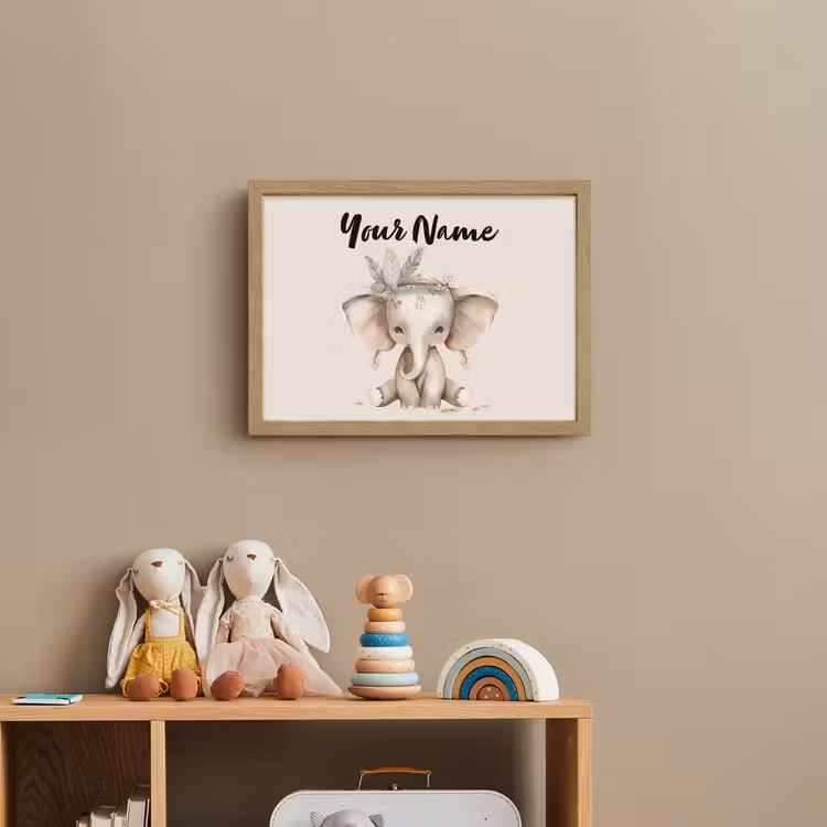 Olifant - Bohemian - Dieren - Boho Light Box met batterij (Wandlamp kind) middel -sfeer2_kind
